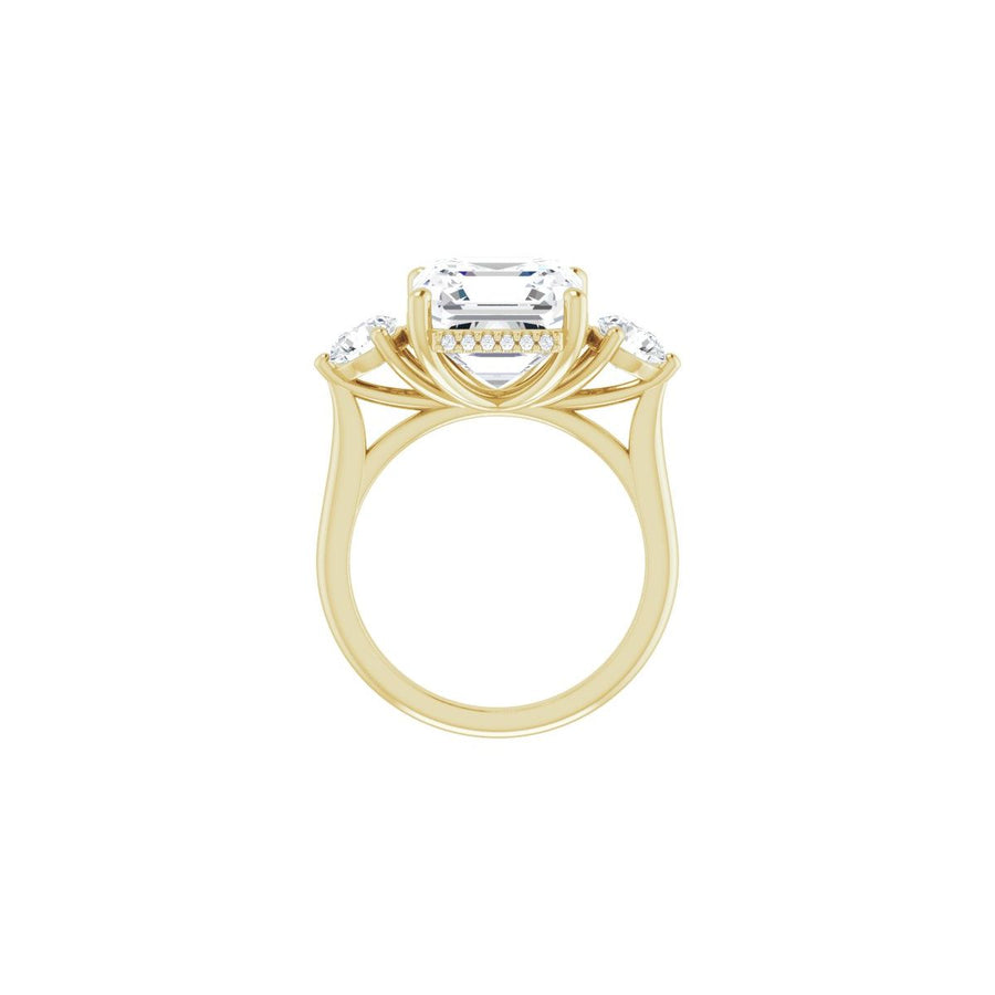 Asscher Three-Stone Engagement Ring Semi-Mount - gallery - Series 124744