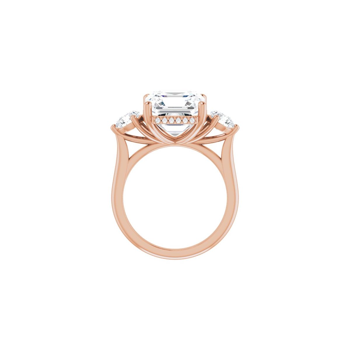 Asscher Three-Stone Engagement Ring Semi-Mount - gallery - Series 124744