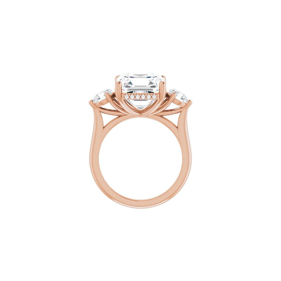 Asscher Three-Stone Engagement Ring Semi-Mount - gallery - Series 124744