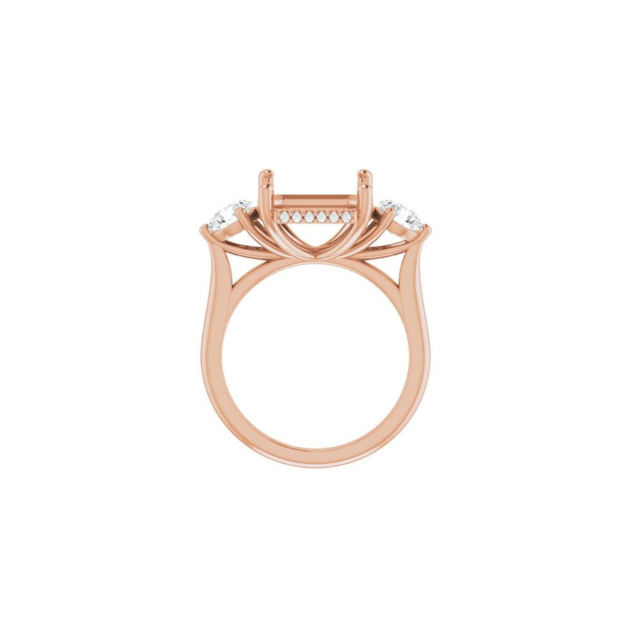 Asscher Three-Stone Engagement Ring Semi-Mount - gallery - Series 124744