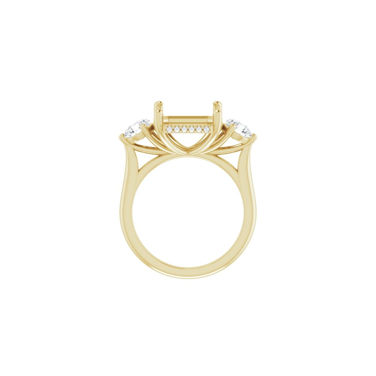 Asscher Three-Stone Engagement Ring Semi-Mount - gallery - Series 124744