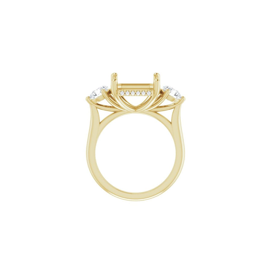 Asscher Three-Stone Engagement Ring Semi-Mount - gallery - Series 124744