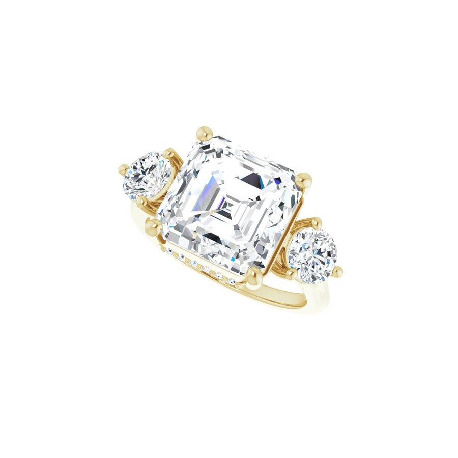 Asscher Three-Stone Engagement Ring Semi-Mount - gallery - Series 124744