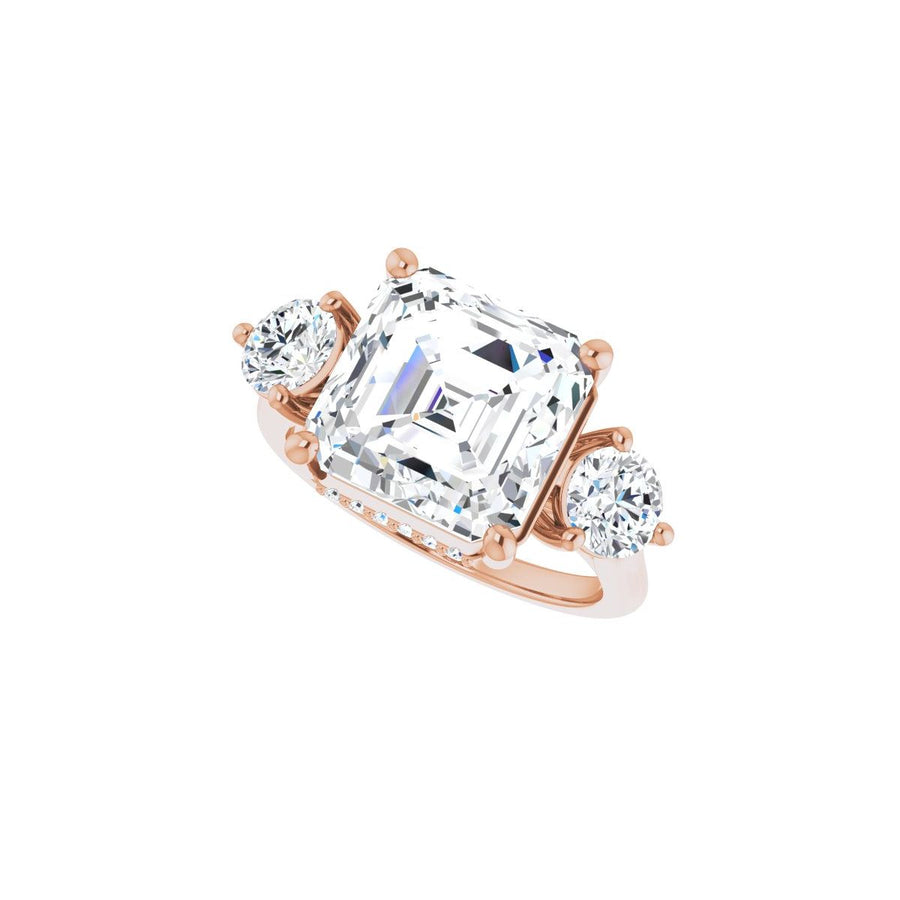 Asscher Three-Stone Engagement Ring Semi-Mount - gallery - Series 124744
