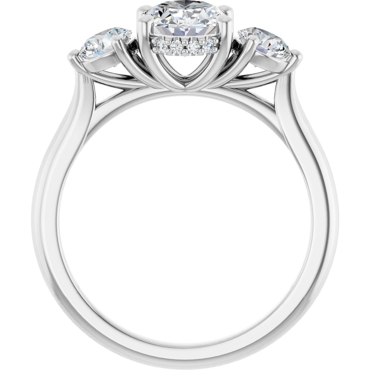 Oval Three-Stone Engagement Ring Semi-Mount - gallery - Series 124744