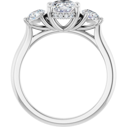 Oval Three-Stone Engagement Ring Semi-Mount - gallery - Series 124744
