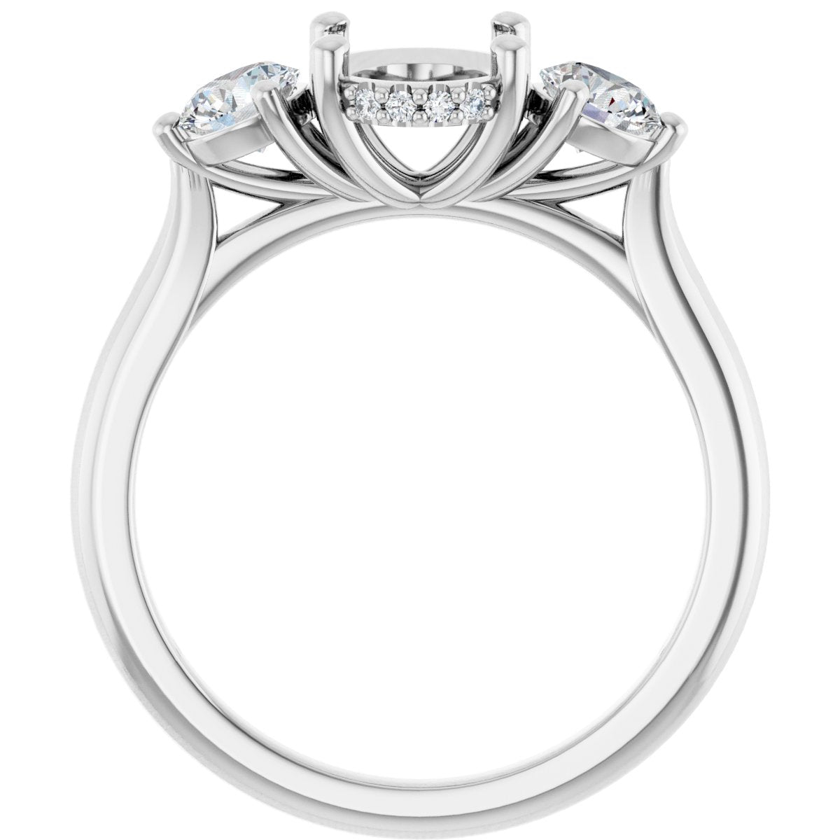 Oval Three-Stone Engagement Ring Semi-Mount - gallery - Series 124744