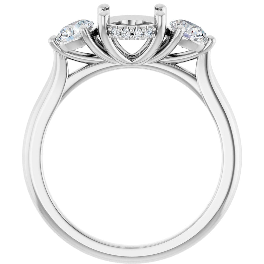 Oval Three-Stone Engagement Ring Semi-Mount - gallery - Series 124744