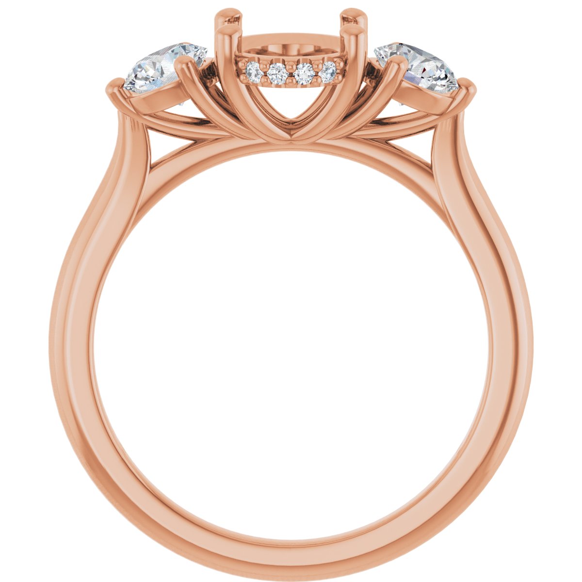 Oval Three-Stone Engagement Ring Semi-Mount - gallery - Series 124744