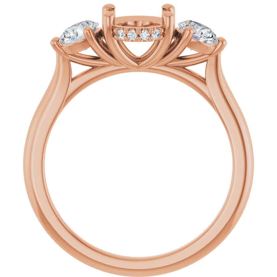Oval Three-Stone Engagement Ring Semi-Mount - gallery - Series 124744