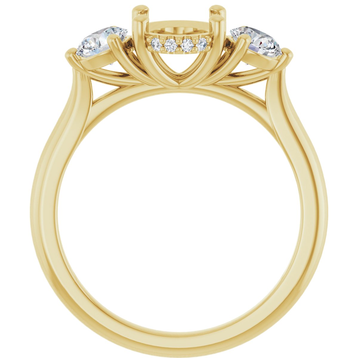 Oval Three-Stone Engagement Ring Semi-Mount - gallery - Series 124744