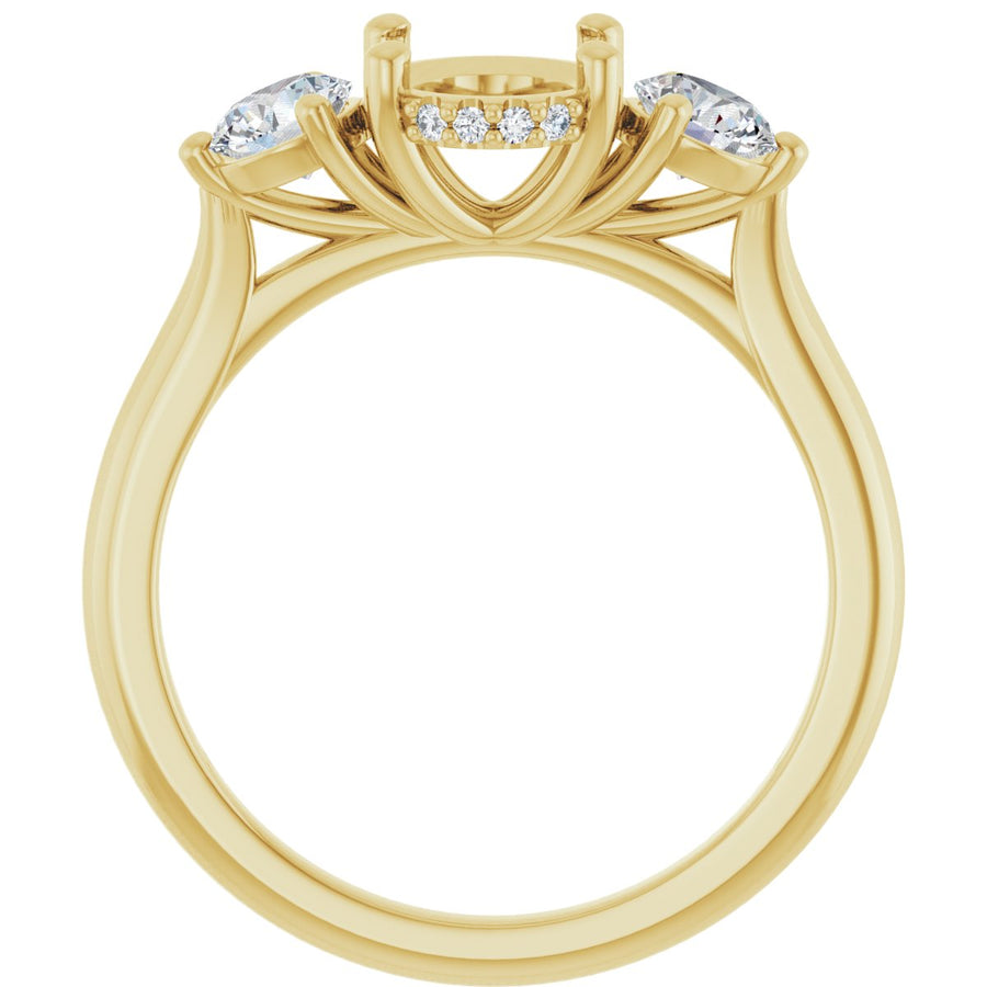 Oval Three-Stone Engagement Ring Semi-Mount - gallery - Series 124744