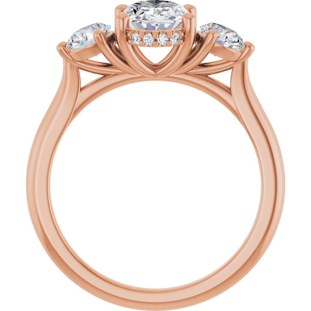 Oval Three-Stone Engagement Ring Semi-Mount - gallery - Series 124744