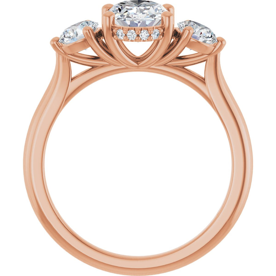Oval Three-Stone Engagement Ring Semi-Mount - gallery - Series 124744