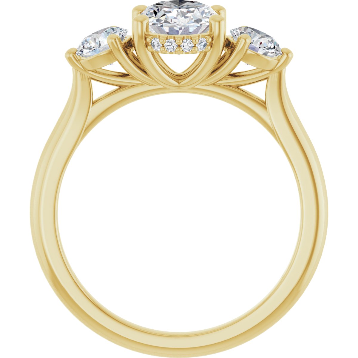 Oval Three-Stone Engagement Ring Semi-Mount - gallery - Series 124744
