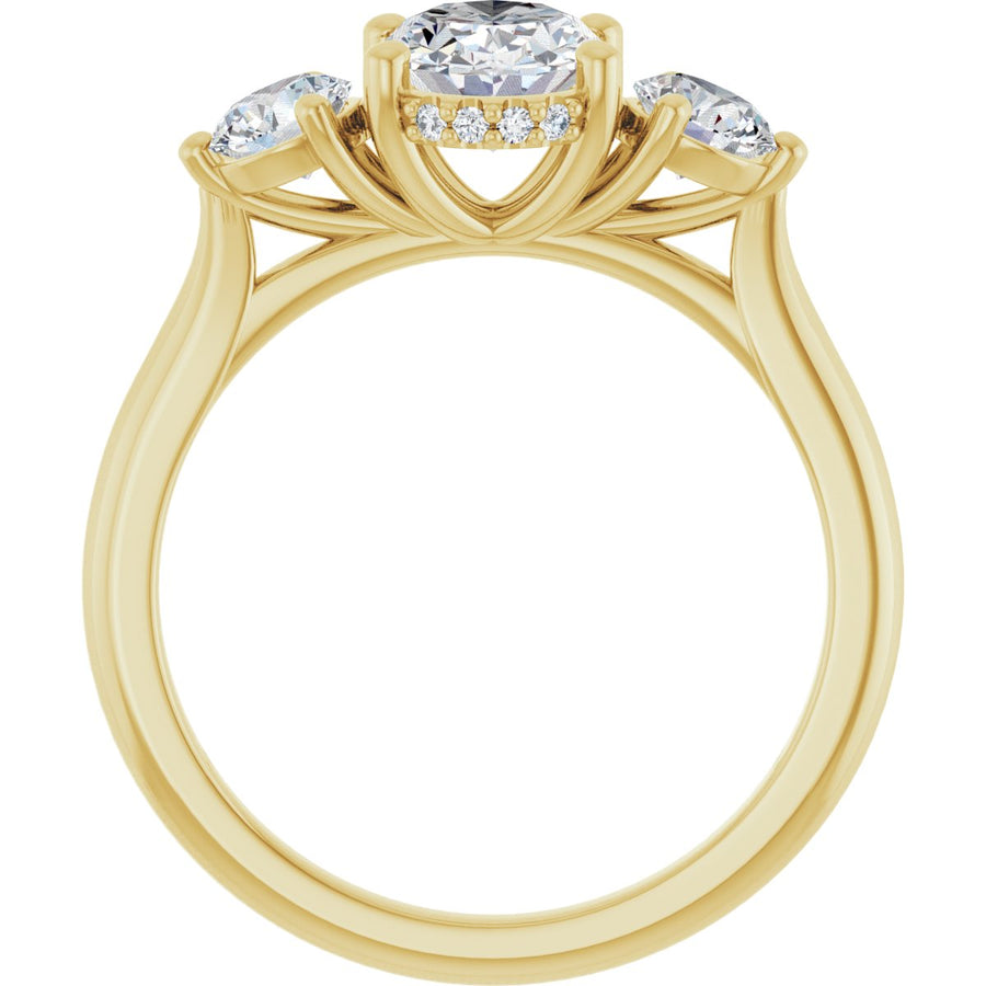 Oval Three-Stone Engagement Ring Semi-Mount - gallery - Series 124744