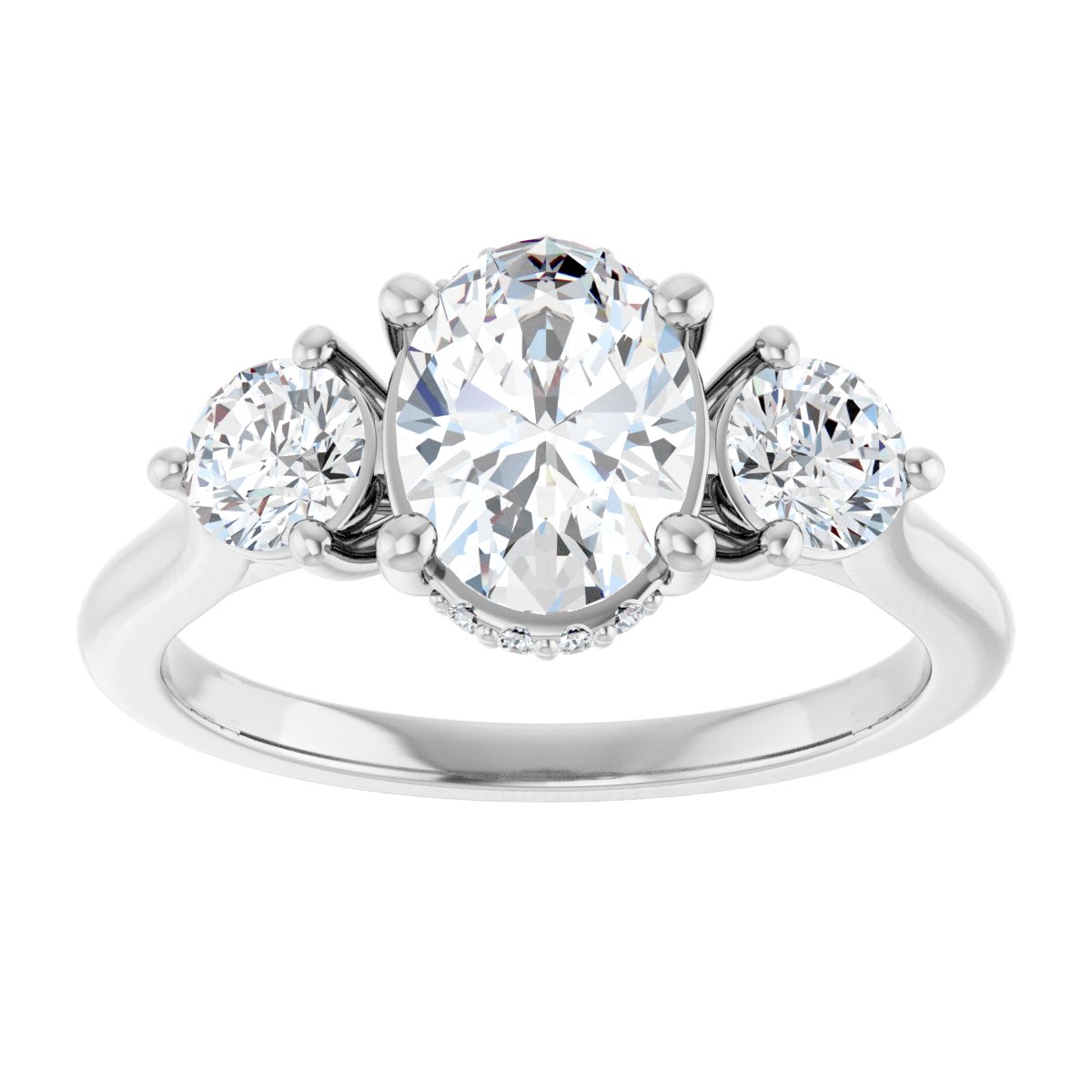 Oval Three-Stone Engagement Ring Semi-Mount - gallery - Series 124744
