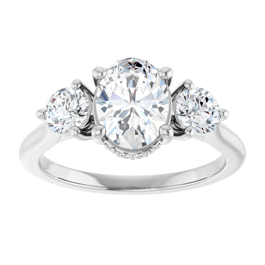 Oval Three-Stone Engagement Ring Semi-Mount - gallery - Series 124744