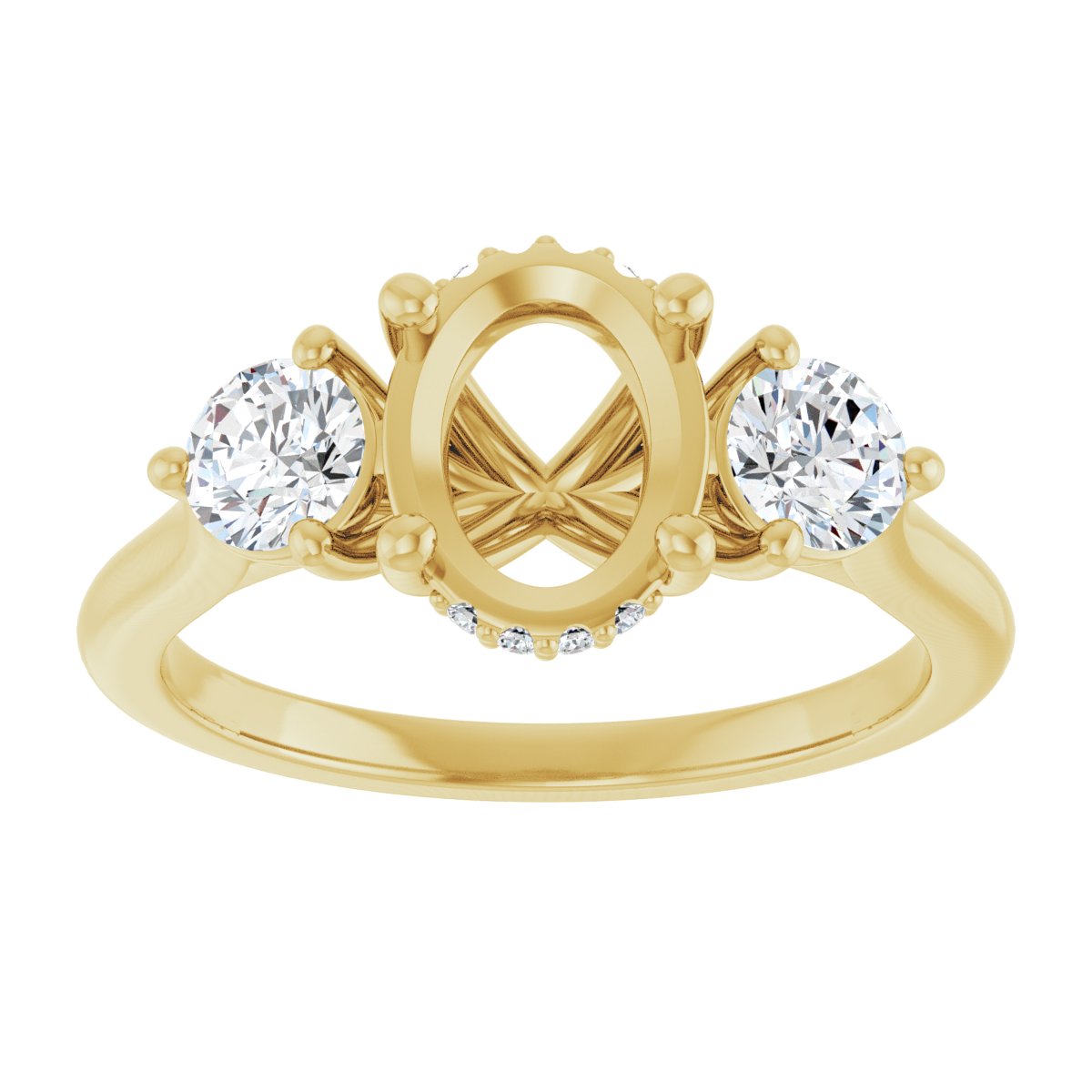 Oval Three-Stone Engagement Ring Semi-Mount - gallery - Series 124744