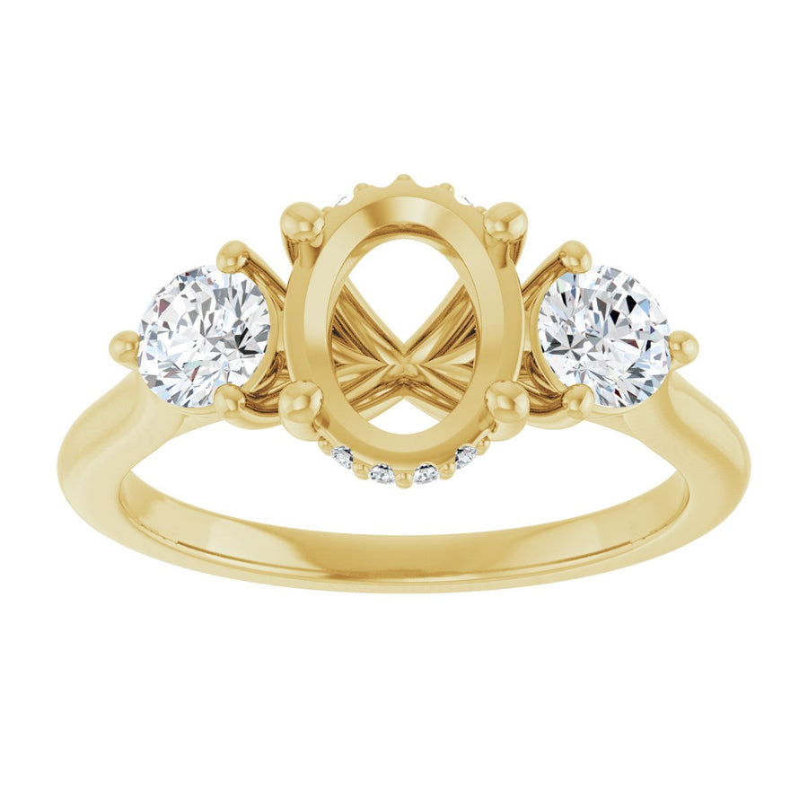 Oval Three-Stone Engagement Ring Semi-Mount - gallery - Series 124744