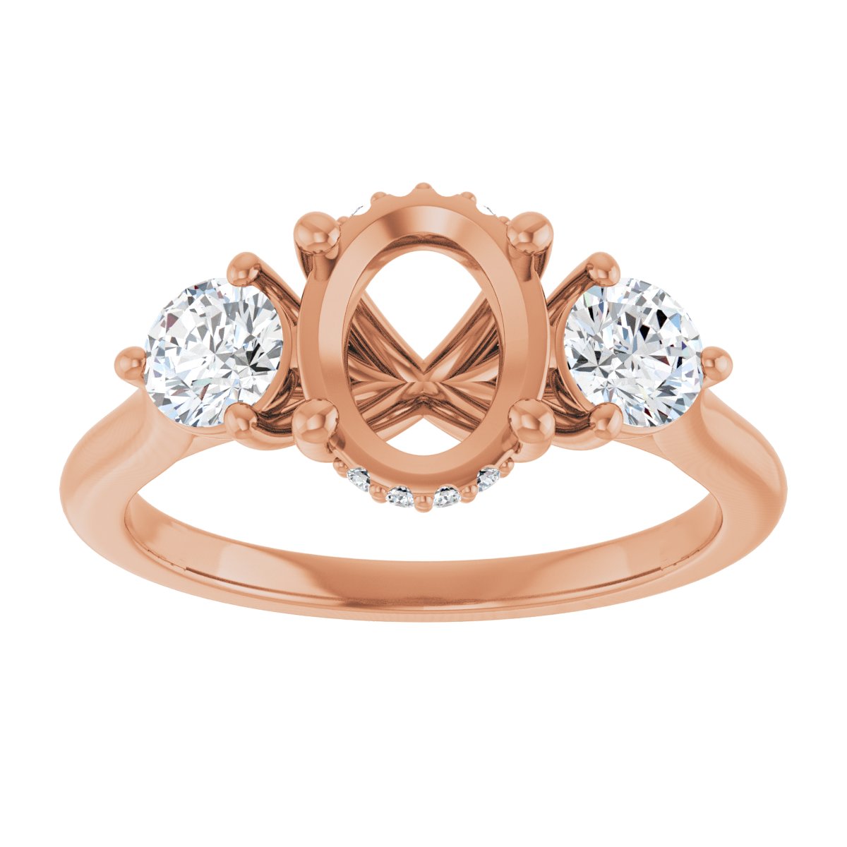 Oval Three-Stone Engagement Ring Semi-Mount - gallery - Series 124744