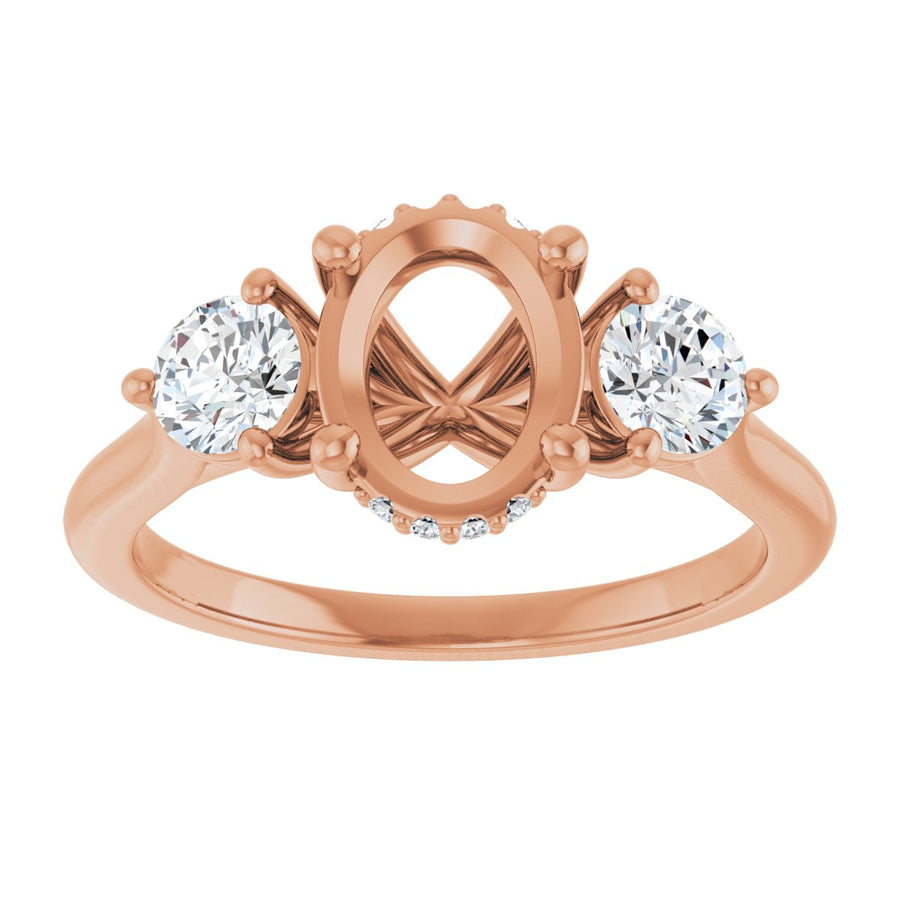 Oval Three-Stone Engagement Ring Semi-Mount - gallery - Series 124744