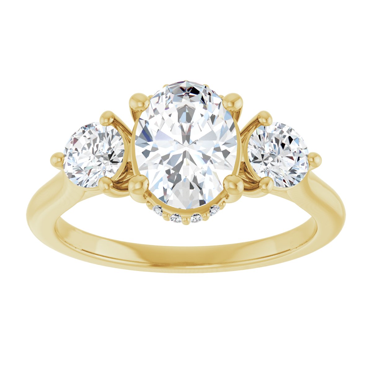 Oval Three-Stone Engagement Ring Semi-Mount - gallery - Series 124744