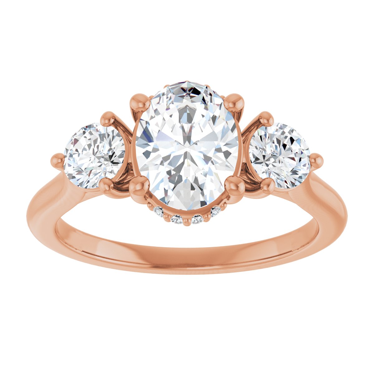 Oval Three-Stone Engagement Ring Semi-Mount - gallery - Series 124744