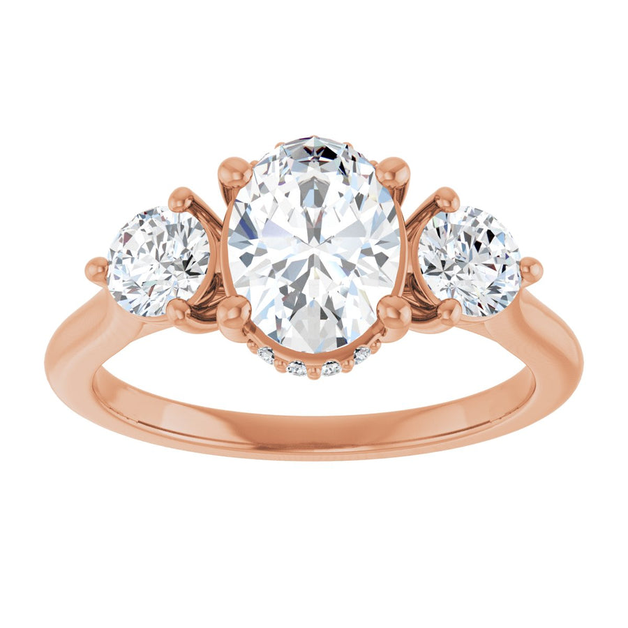 Oval Three-Stone Engagement Ring Semi-Mount - gallery - Series 124744