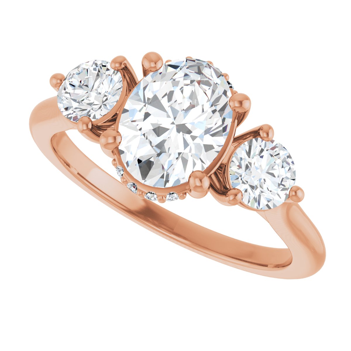 Oval Three-Stone Engagement Ring Semi-Mount - gallery - Series 124744