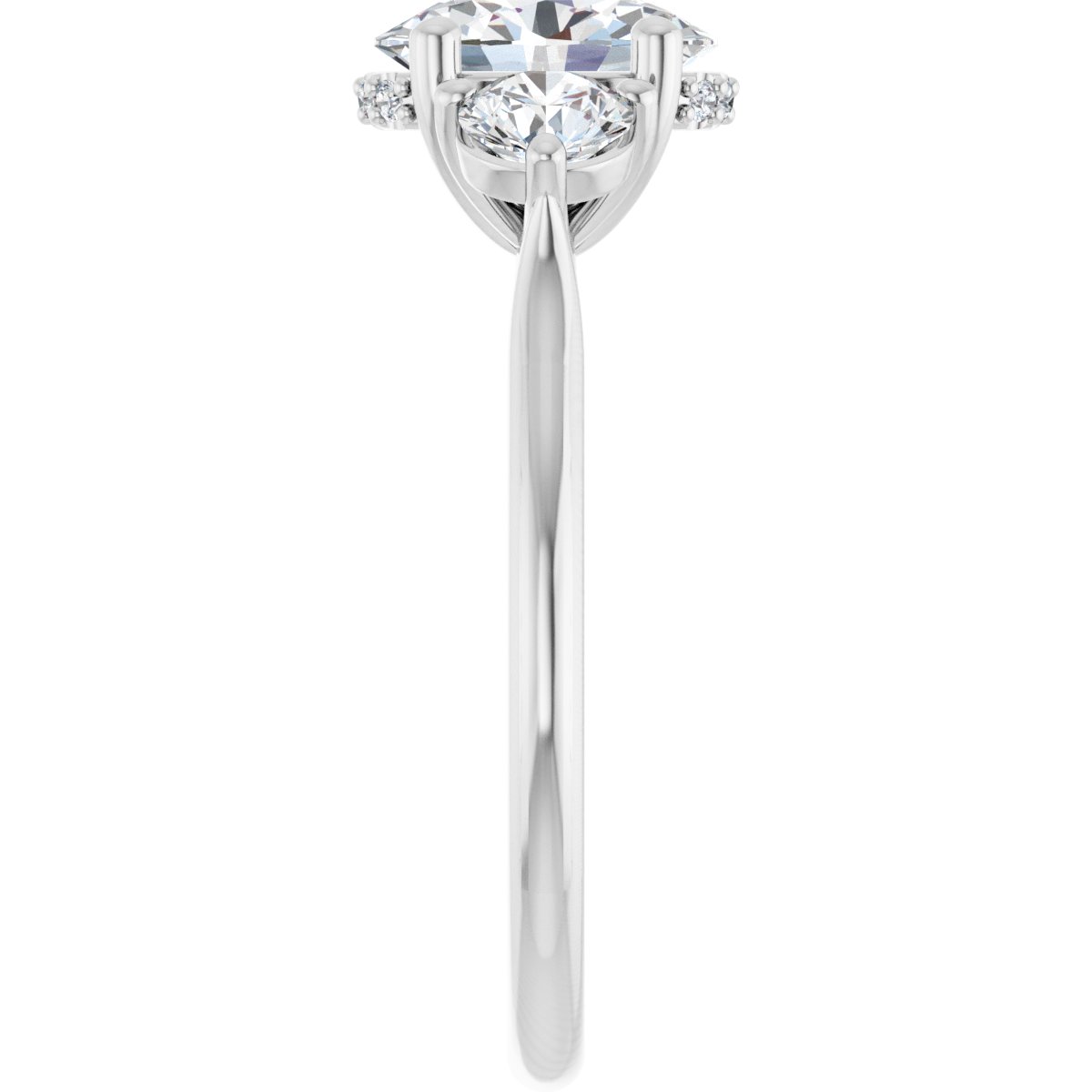 Oval Three-Stone Engagement Ring Semi-Mount - gallery - Series 124744