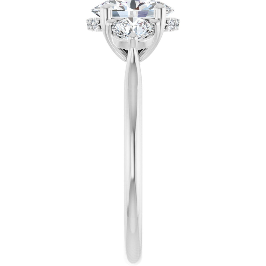 Oval Three-Stone Engagement Ring Semi-Mount - gallery - Series 124744