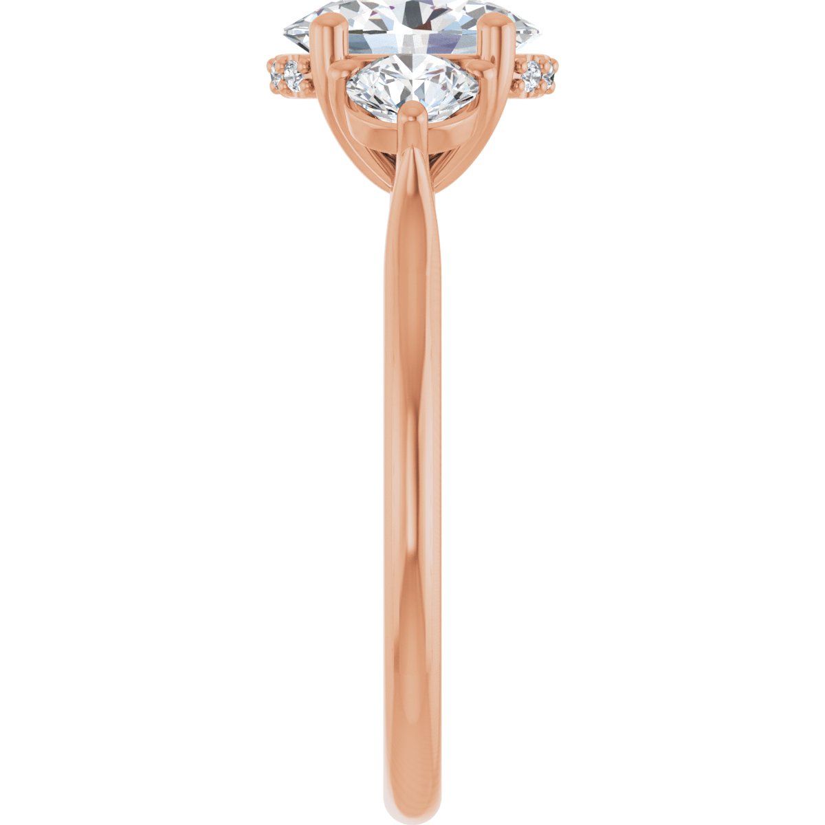Oval Three-Stone Engagement Ring Semi-Mount - gallery - Series 124744