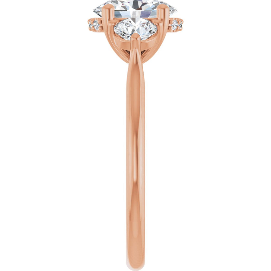 Oval Three-Stone Engagement Ring Semi-Mount - gallery - Series 124744