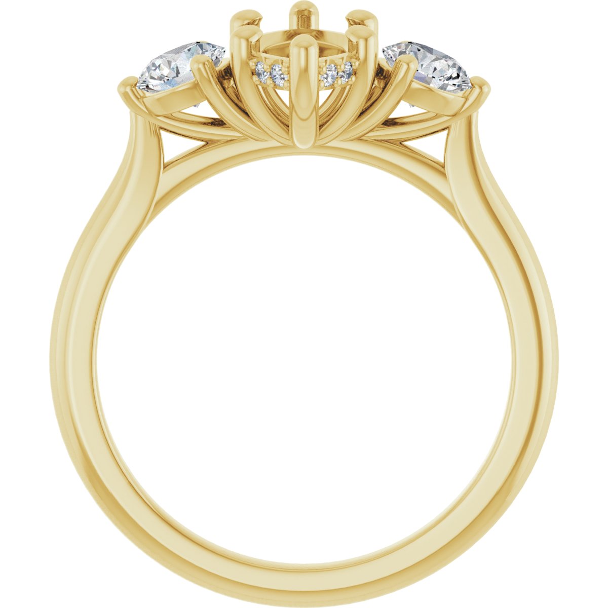 Marquise Three-Stone Engagement Ring Semi-Mount - gallery - Series 124744