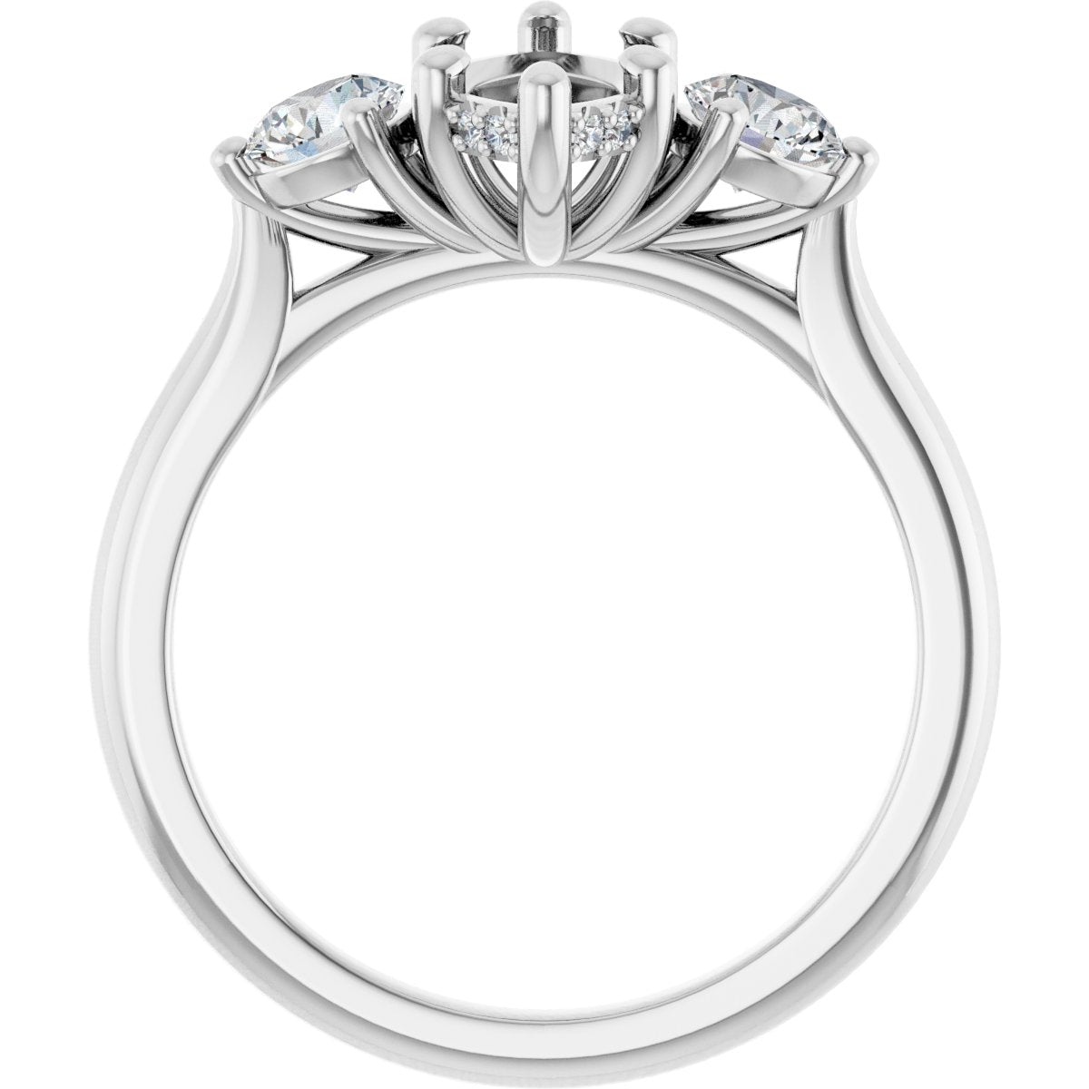 Marquise Three-Stone Engagement Ring Semi-Mount - gallery - Series 124744