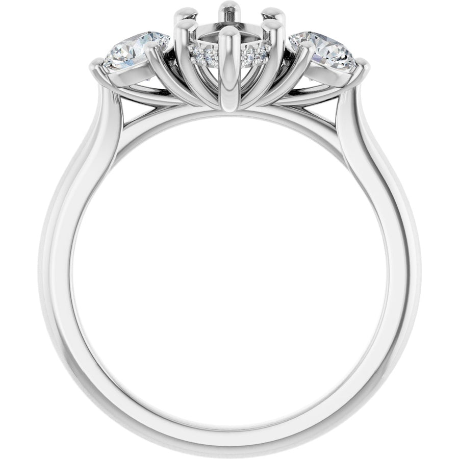 Marquise Three-Stone Engagement Ring Semi-Mount - gallery - Series 124744