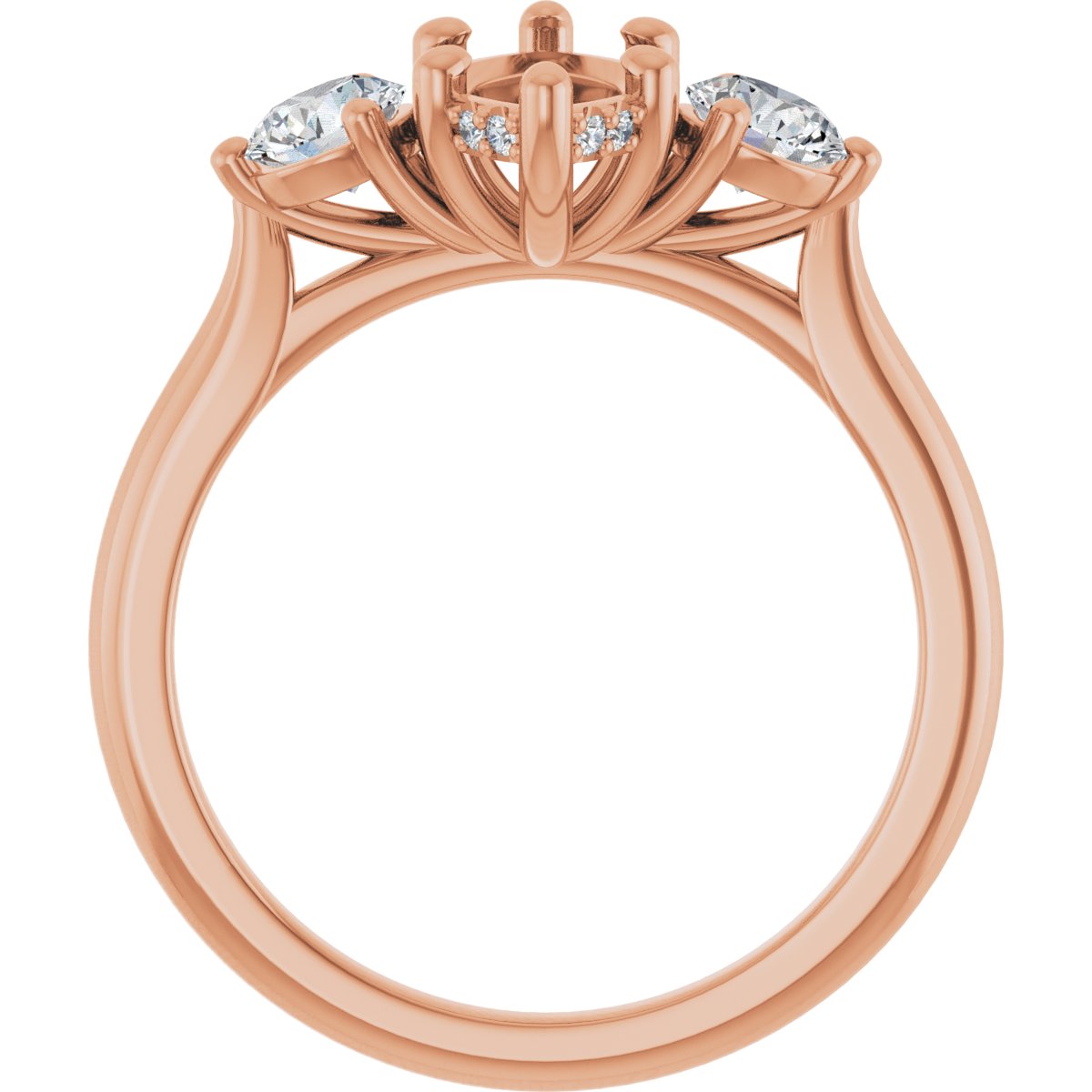 Marquise Three-Stone Engagement Ring Semi-Mount - gallery - Series 124744