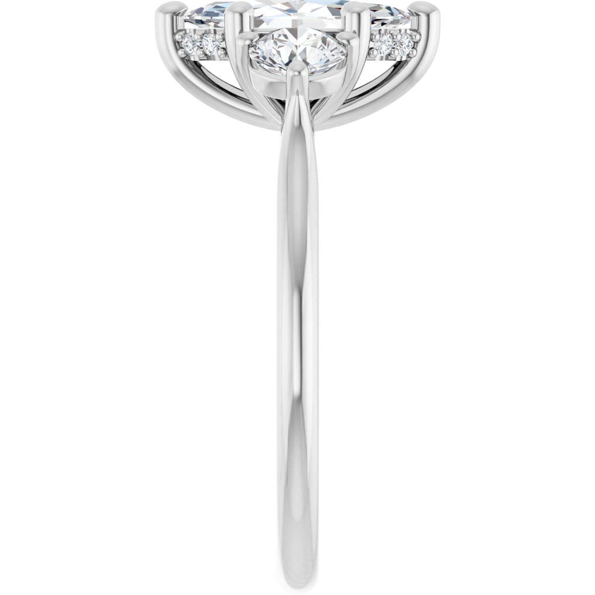 Marquise Three-Stone Engagement Ring Semi-Mount - gallery - Series 124744