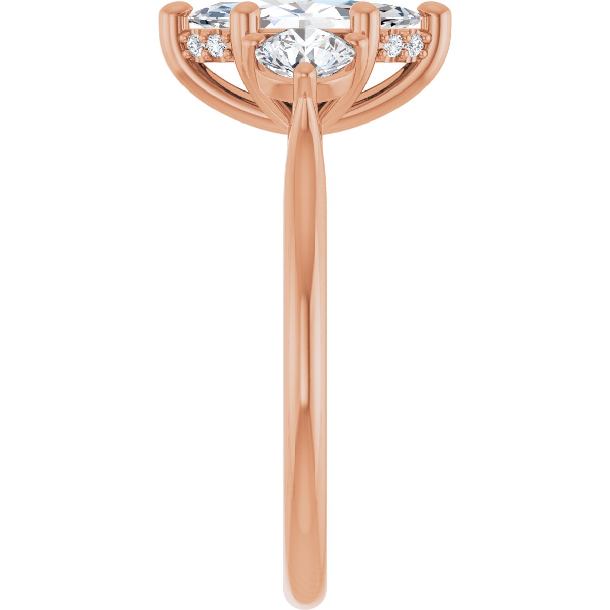 Marquise Three-Stone Engagement Ring Semi-Mount - gallery - Series 124744