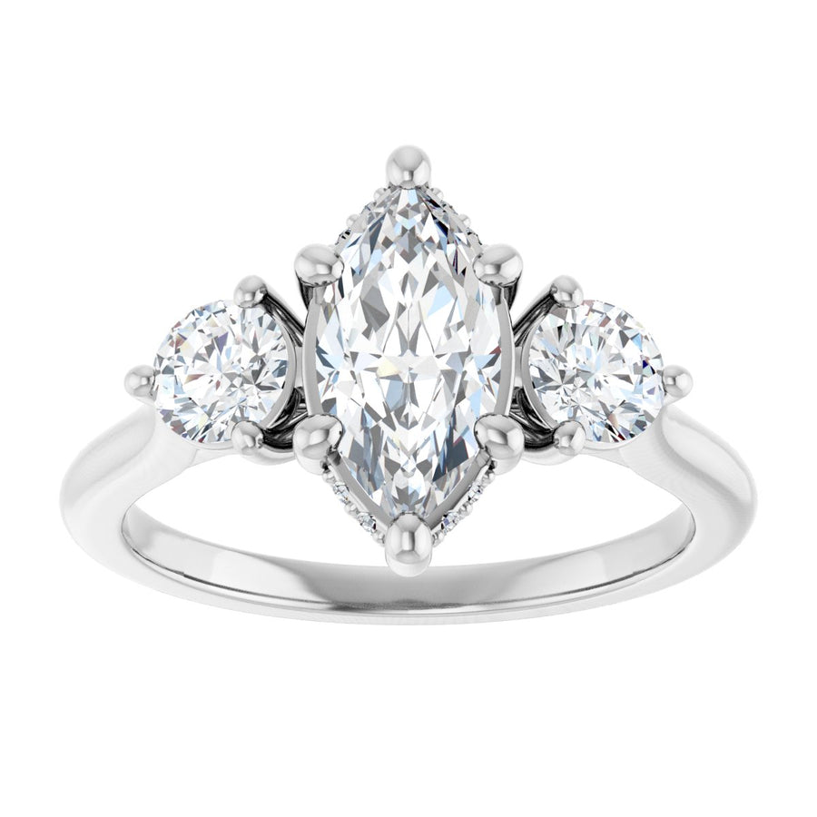 Marquise Three-Stone Engagement Ring Semi-Mount - gallery - Series 124744