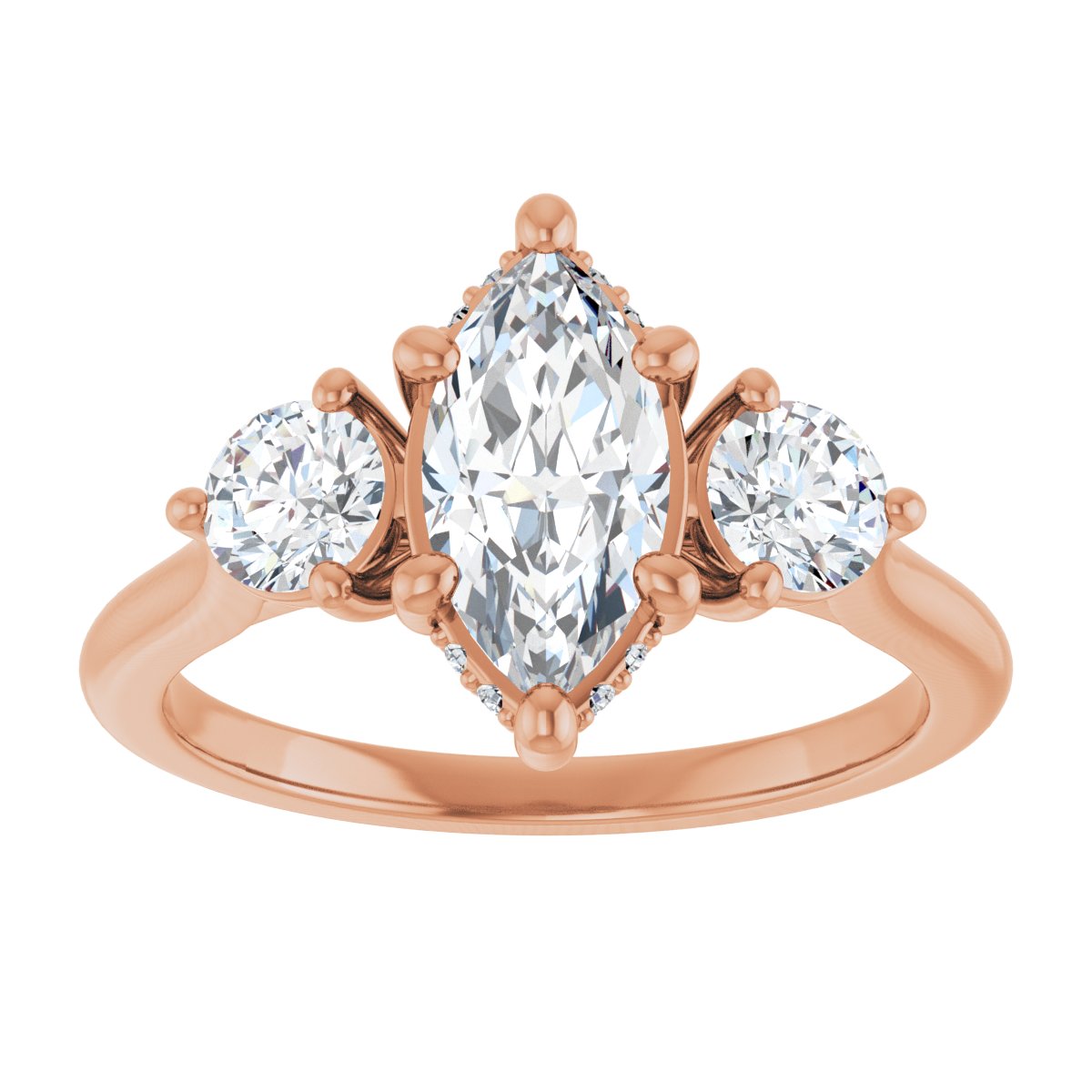Marquise Three-Stone Engagement Ring Semi-Mount - gallery - Series 124744