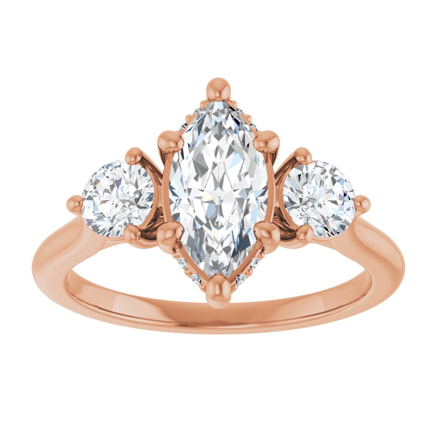 Marquise Three-Stone Engagement Ring Semi-Mount - gallery - Series 124744