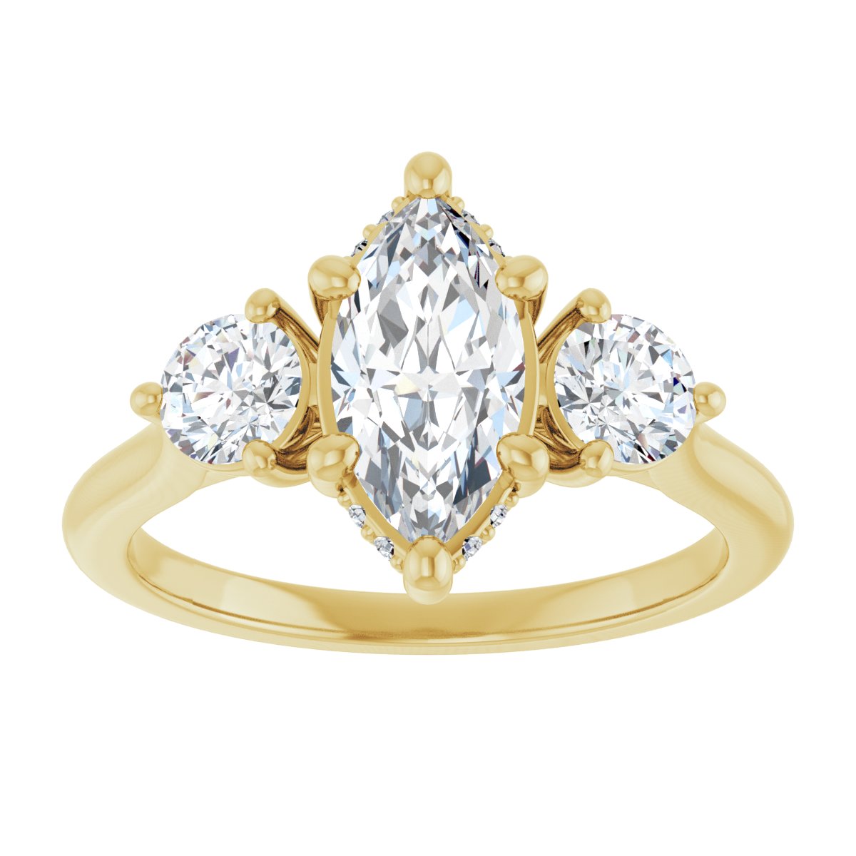 Marquise Three-Stone Engagement Ring Semi-Mount - gallery - Series 124744