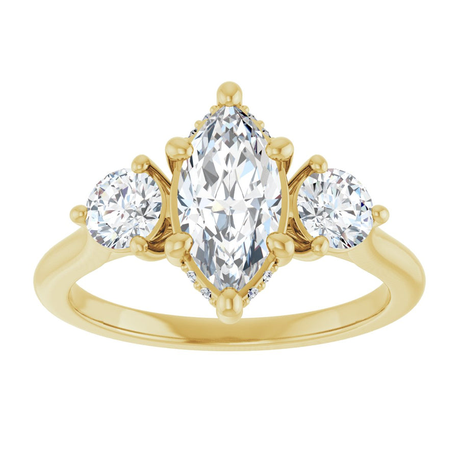 Marquise Three-Stone Engagement Ring Semi-Mount - gallery - Series 124744