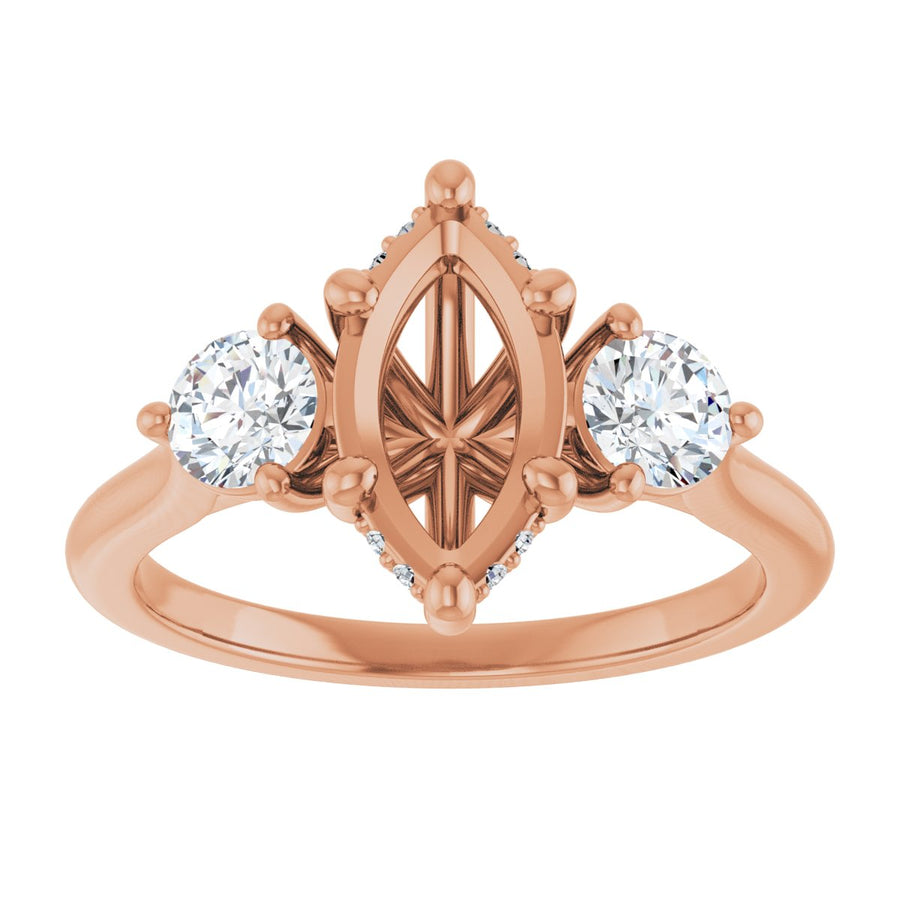 Marquise Three-Stone Engagement Ring Semi-Mount - gallery - Series 124744