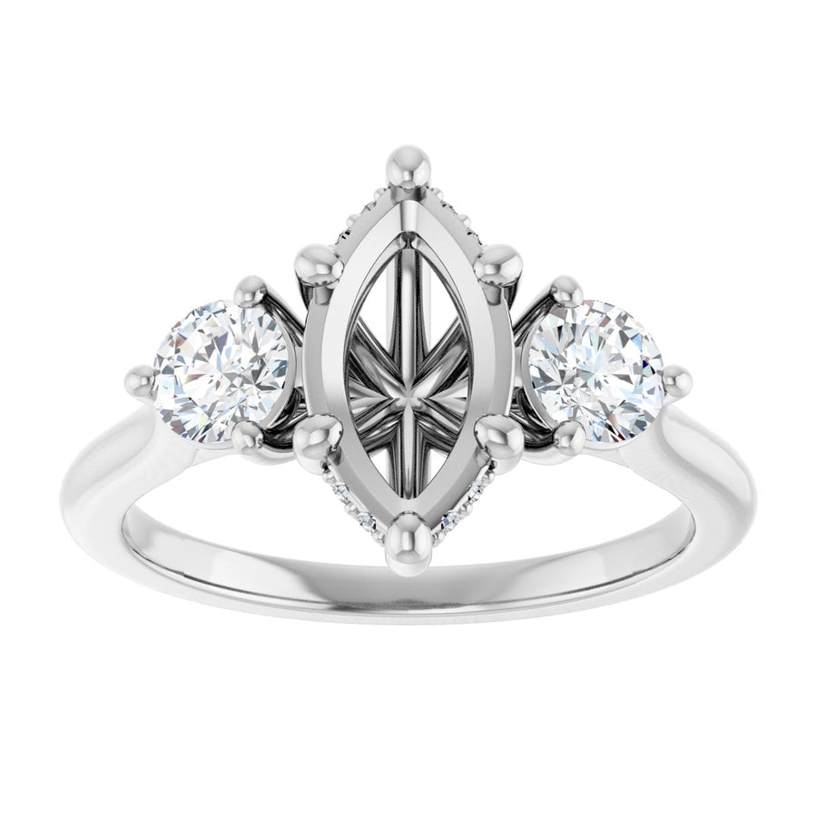 Marquise Three-Stone Engagement Ring Semi-Mount - gallery - Series 124744