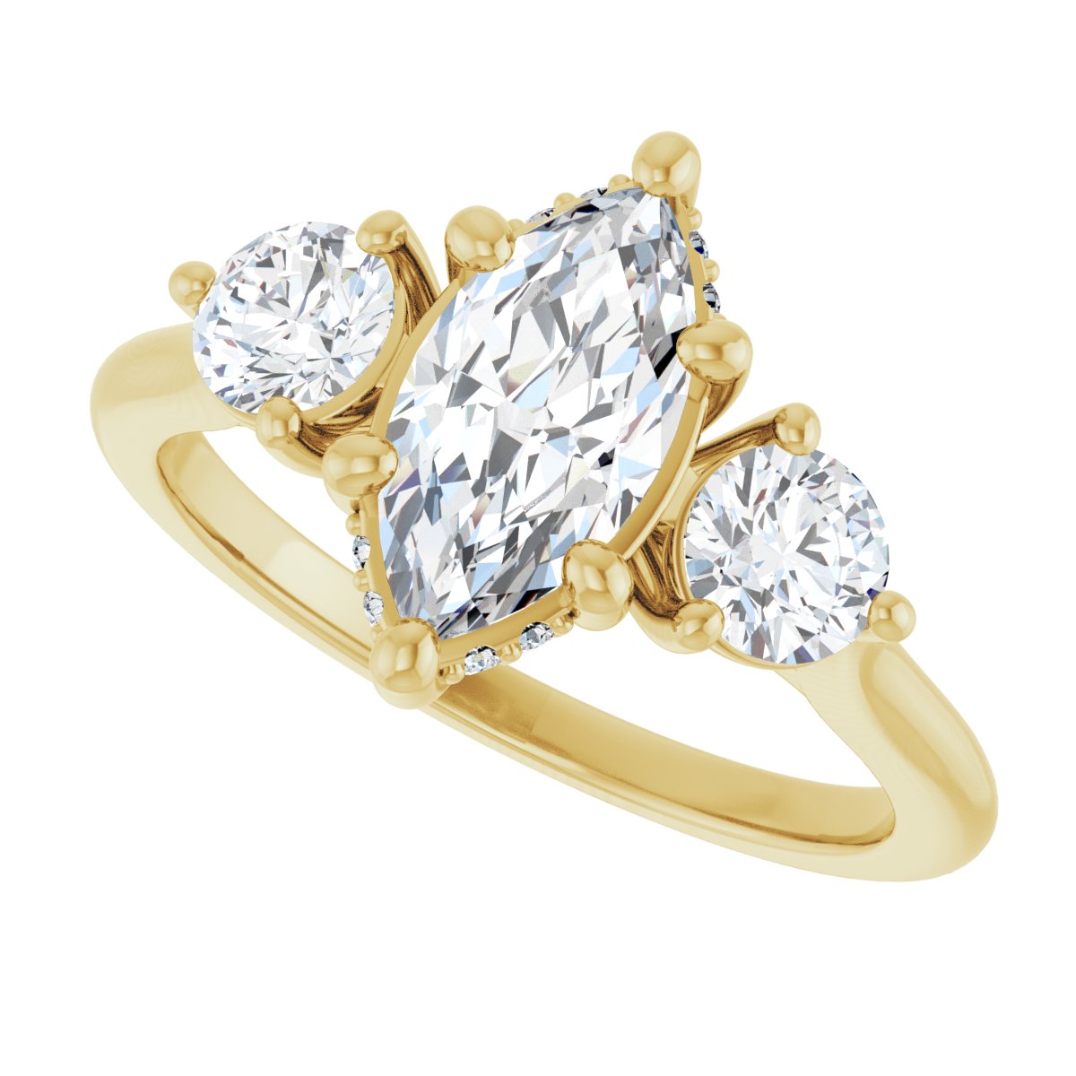 Marquise Three-Stone Engagement Ring Semi-Mount - gallery - Series 124744