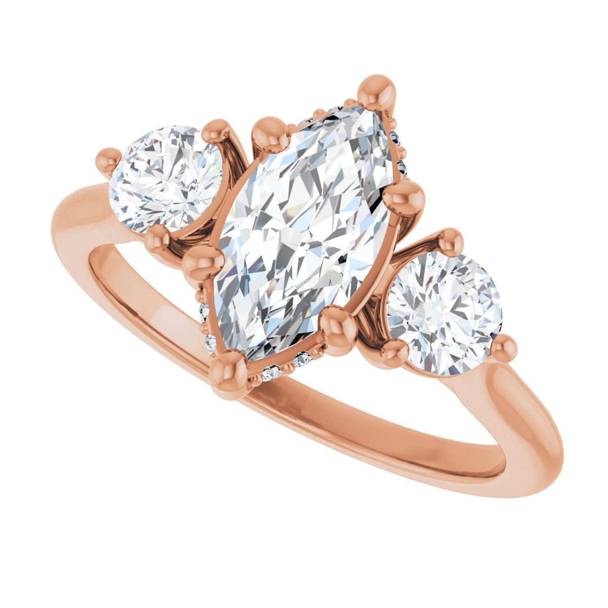 Marquise Three-Stone Engagement Ring Semi-Mount - gallery - Series 124744