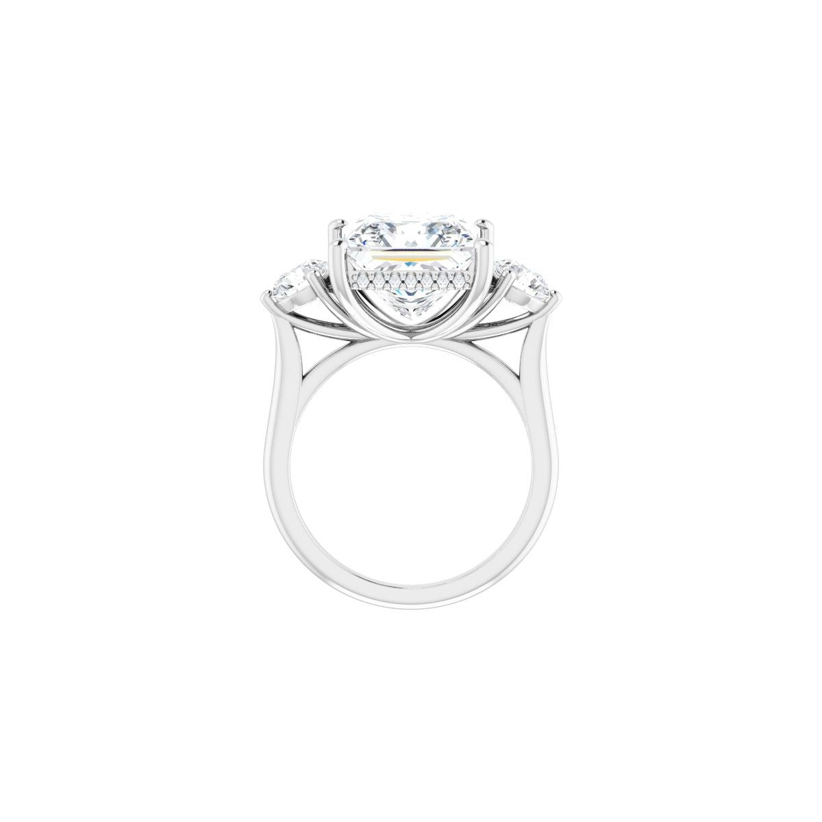 Square Three-Stone Engagement Ring Semi-Mount - gallery - Series 124744